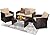 KROFEM 4 Pieces Patio Conversation Set, Outside Rattan Sectional Sofa, Cushioned Furniture Set, Wicker Sofa Ideal for Garden, Porch, Backyard, Brown Color Rattan and Beige Cushion