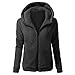 Deloito Plüsch Hoodie Jacken Damen Plüschmantel mit Kapuze WarmerWarme Winterjacke Casual Teddy-Fleece Jacke Grosse Grösse Fleecemantel Reißverschluss Kapuzenjacke Flauschige Plüschmantel