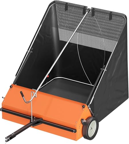 50' Tow Behind Lawn Sweeper,Pull Behind Lawn Sweeper,with 26 cu. ft. Large Capacity Leaf Collector,Adjustable Sweeping Height for Yard, Lawn, Farm