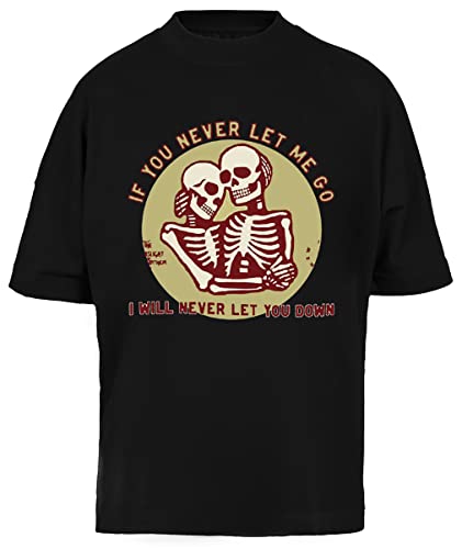 T-Shirt Oversize Unisexe Noir Baggy avec Imprimé Never Let Me Go pour Style Streetwear Casual