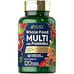 Nature's Fortune Whole Food Multivitamin with Probiotics | 120 Coated Caplets | Made with 20 Fruits and Vegetables | Non-GMO & Gluten Free Supplement