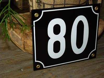 Numéro de maison émail 18x15 cm noir n ° 80 plaque de rue