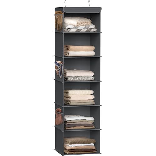 Simple Houseware 6 Shelf Hanging Closet Organizer, Dark Gray