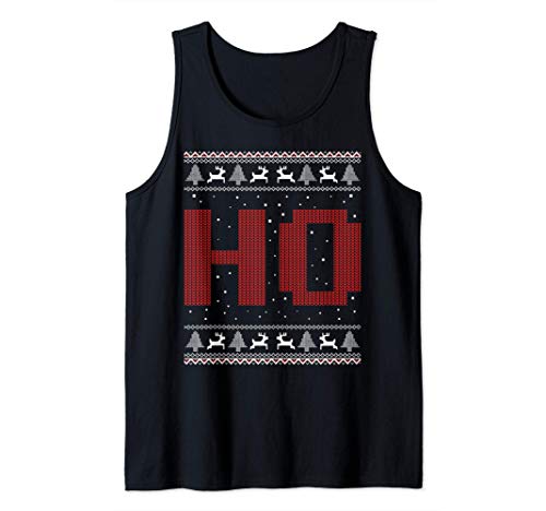 Where My Ho's At Ho Matching Couple Santa Ugly Christmas Camiseta sin Mangas