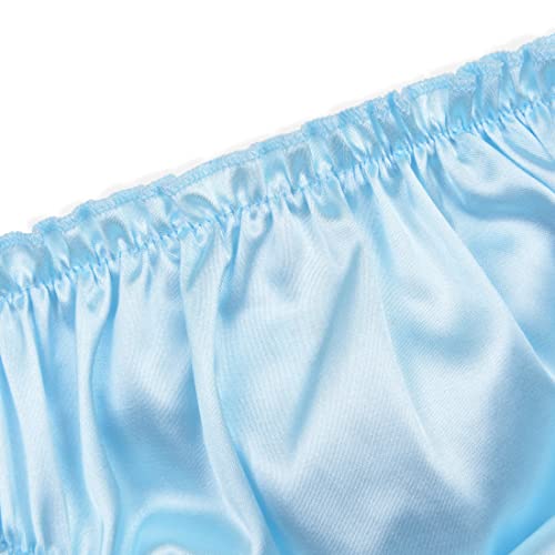 Satini Men's Satin Ruffle Sissy Thong Tanga Knickers Briefs Panties (Baby Blue, S) #TOP2