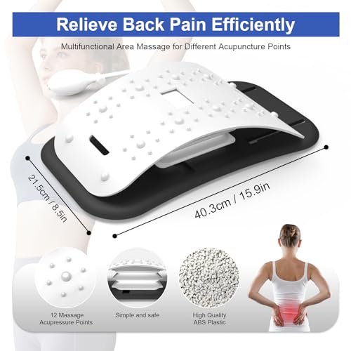 ZhanHao Back Stretcher for Lower Back Pain Relief,Adjustable Lumbar Traction Device, Ergonomic Spine Board with Acupressure Points,Back Massager for Spinal Decompression and Scoliosis