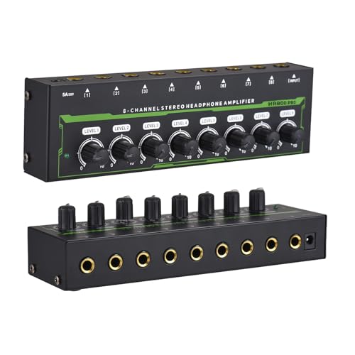 Btuty �w�b�h�t�H���A���v 8�`�����l�� �X�e���I �w�b�h�t�H���A���v �I�[�f�B�I�A���v �d���A�_�v�^�[�t�� DC 12V 6.35mm ����/�o�̓C���^�[�t�F�[�X �|�[�^�u���X�v���b�^�[ �X�e�[�W�X�^�W�I�p