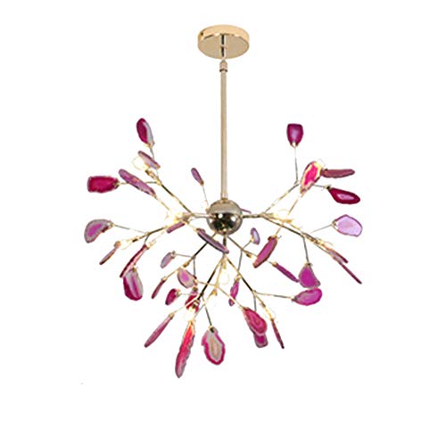 Chandelier Spoutnik doré suspension agate bleue luminaire luxe salon chambre 20 têtes G4