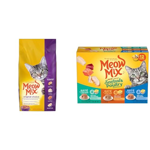 Meow Mix Bundle: Original Choice Dry Cat Food 6.3 Pound Bag + Pat...