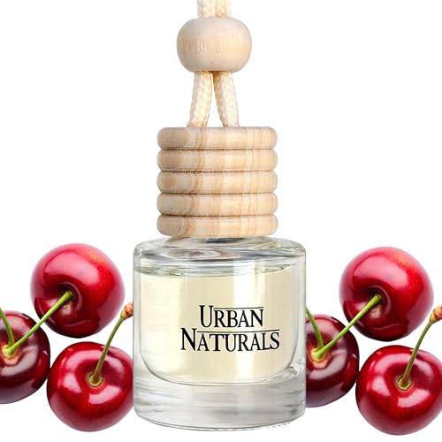 Urban Naturals Car Air Freshener Diffuser 1 Pack - Cherry Luxe Scent, 45+ Days Long Lasting Fragrance, Made in USA, Glass & Wood, Hanging Design + Vent Cip, Easy to Use