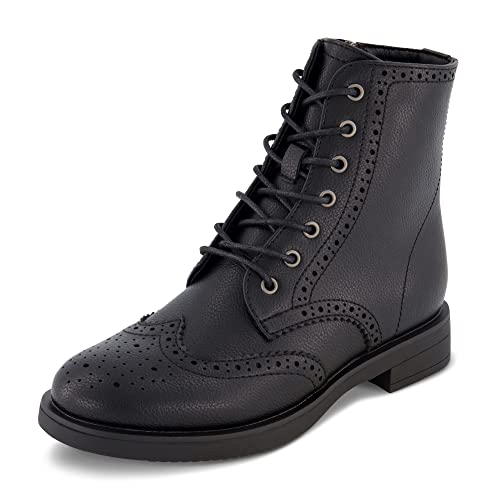 CUSHIONAIRE Women's Boyfriend wing tip boot +Memory Foam, Wide Widths Available