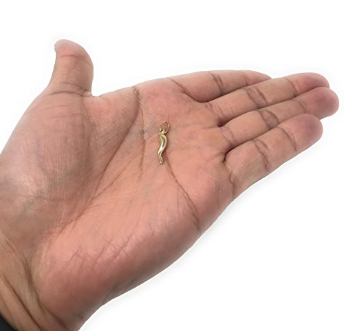 Ioka - 14K Yellow Gold Cornicello Italian Horn Charm Tiny Size Good Luck Pendant For Necklace or Chain4