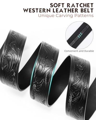 Image of BELTROAD Mens Ratchet Western Belt Leather Cowboy Belts for Men with Automatic Western Buckle Belt for Jeans Christmas Gifts