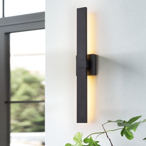 Image of Modern Outdoor Wall Light Fixtures 27.2 inch Black Outdoor Porch Lights Exterior LED Wall Sconces, 12W Integrated LED Long Outside Light Fixtures for Garage, Porch, Patio, Front Door, House, etc.