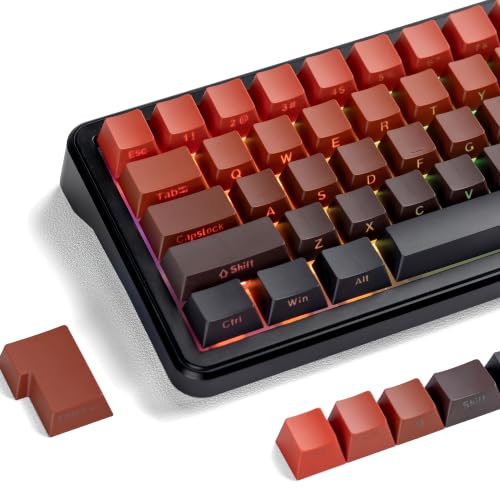 Image of dagaladoo Shine Through keycaps Set,Double Shot PBT keycaps Gradient | Side Print keyboard keycaps,OEM Profile custom Key caps for Mechanical Keyboards 60% 65% 75% 100% TKL Layout,Red /Black