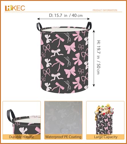 Image of 19.7 inch Laundry Basket,Waterproof Clothes Hamper,Room Decor,Gift Baskets(Bowknot)