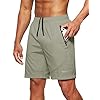 Pudolla Men’s Workout Running Shorts Lightweight Gym Athletic Shorts for Men with Zipper Pockets