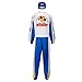 Men's Car Race Driver Costume Jumpsuit Baseball Hat Outfit Adult Halloween Cosplay Racing Jumpsuit Cap Suit (Adult Blue, Medium)