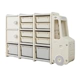 Emidor 収納ラック 床置き収納キャビネット 引き出し式オーガナイザー 小物分類収納 大容量 かわいい おしゃれ おもちゃ収納 ベビーカー 子供用おもちゃ箱整理 (ホワイト) (3x3)