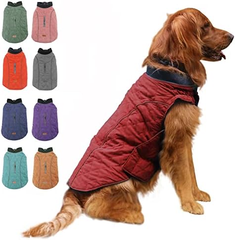 EMUST Winter Dog Coats, Dog Apparel for Cold Weather, British Style Windproof Warm Dog Jacket for Dog Coats for Winter, 7 Sizes 13 Colors