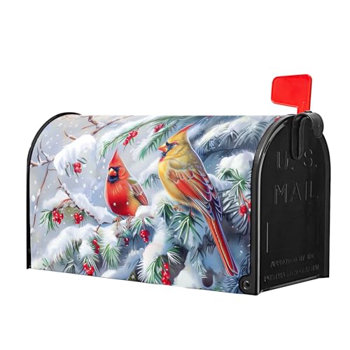Image of Winter Mailbox Covers Magnetic Standard Size 21 X 25.5 Inch Christmastree Mailbox Cover Snowflakes Birds Mailbox Wraps Post Letter Box Cover Decoration Outdoor Garden Home Yard Outside
