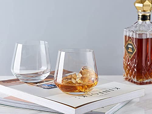 Image of WRINGO 300 ML Diamond Whiskey Glasses, Set of 2 Amber Glassware, Modern Ideal Glasses for- Rocks, Scotch, Bourbon, Liqueur, Cocktail and Cognac