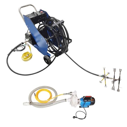 BEILOCKERY 110V/220V Commercial Kitchen Duct Cleaner, 1500W Grease Exhaust Vent Cleaning System with Self-Priming Pump, 15m Shaft & 6 Brushes, for 100-800mm Restaurant & Hotel Kitchen Pipes