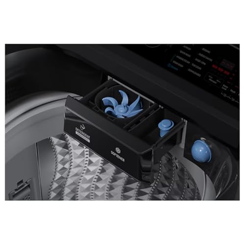 Image of Samsung 12 kg 5 Star AI Wash Top Load Washing Machine with Heater, Eco Bubble, BubbleStorm, Dual Storm Pulsator, Soft Close Lid, Black Caviar (WA80F12B6B, 2025 Model)