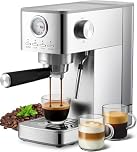 Aptliton Espresso Coffee Machines,15 Bar,Small Coffee Machine with Steam Wand,1300W Semi-Automatic Coffee Makers for Cappuccino Latte Macchiato,1.5L Water Tank for Home&Office, Stainless Steel,Silver