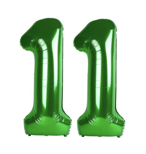 Image of Number Balloons Dark Green 11 Balloon 40 inch for 11th Birthday Decorations | Saturated Color, Large 40 in, With Inflation Straw & Hanging Hole, For Back-To-School Season, Forest Picnic Party, Christmas