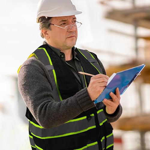 Image of A-SAFETY Mesh High Vis Vest, Reflective Construction Vest with Pockets