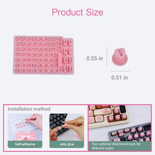 Raised Keyboard Stickers for Long Nails with Letters - Heart-Shaped Antistatic Silicone Protective Cover with Tweezers, Wet Wipes, Dry Towel & Jelly Glue, Ideal for Typing, Gaming & Nail Art (70 Pcs) — view 6