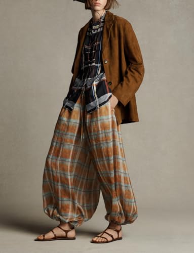 Women Harem Pants Wide Leg Baggy Palazzo Pants Elastic Waist Vacation Trousers Casual Going Out Streetwear3