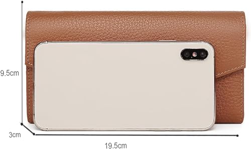 Leather Women's Wallets With RFID Blocking,Clutch Bag With Buckle Lychee Pattern, A Long, Large-Capacity Multi-Card Holder Tri-fold Wallet That Can Hold Mobile Phones, Green3