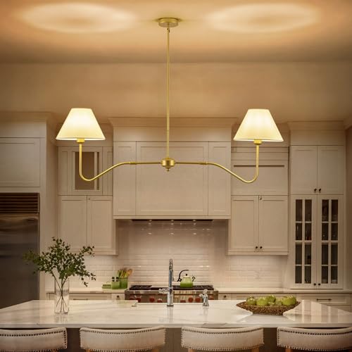 JSDORSY 2-Light Gold Modern Linear Chandelier