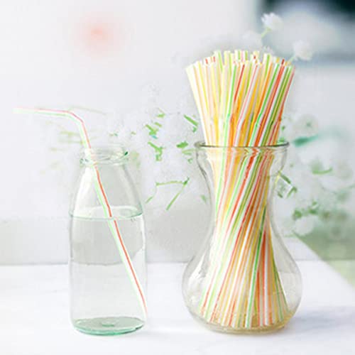 100 pitillos flexibles descartables de plástico 20.5 cm miniatura 5