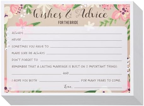 RXBC2011 Wedding Advice Cards – Pack Of 50 Pink Cards For Wishes & Marriage Tips
