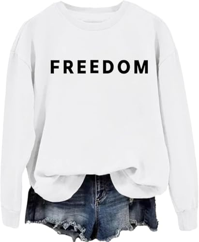 Freedom Hoodie & Sweatshirt, Retro American Flag Freedom Long Sleeve Shirt For Women Men