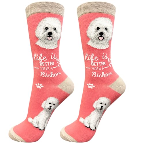 E&S Pets Calzini unisex per amanti degli animali domestici, per cani e gatti, idea regalo, Bichon Frise, taglia unica