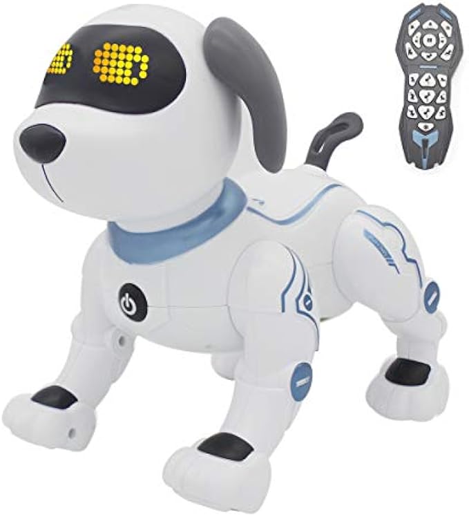 fisca Remote Control Dog, RC Robotic Stunt Puppy Voice Control Toys Handstand Push-up Electronic Pets Dancing Programmable Robot with Sound for Kids Boys and Girls Age 6, 7, 8, 9, 10 Year Old
