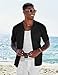 COOFANDY Men's Knit Shirts Short Sleeve Casual Button Down Polo Shirt Summer Beach Tops, Black, Medium