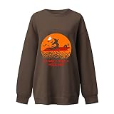 Sweat DéContracté à Manches Longues Pour Femmes Halloween CrâNe Citrouille SorcièRe Motif Pull Sweat Ample Grande Taille DrôLe Patchwork Haut