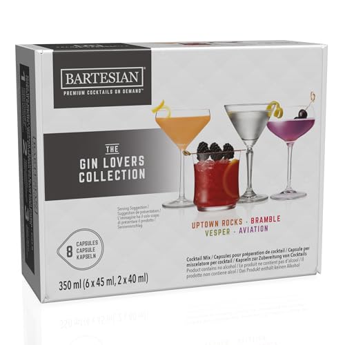 Bartesian Gin Lovers Mixer Capsules for Cocktail Machine Home Bar Mixology Cocktails Mix Pod Capsule Set to Use with The Bartesian Cocktail Drink Maker Machine Pack of 8