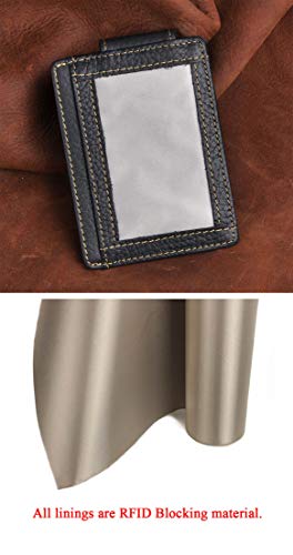 Image of Le'aokuu Genuine Leather Magnet Money Clip Credit Card Case Holder Slim Wallet