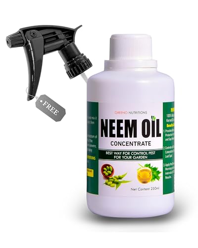 Greeno Nutritions 100% Pure Cold Pressed Water-Soluble Neem Oil For Plants 250ml | Natural Pest Control for Indoor & Outdoor | Treats & Remove Aphids, Fungus, Thrips, Mildew | Makes 62 Spray Bottles