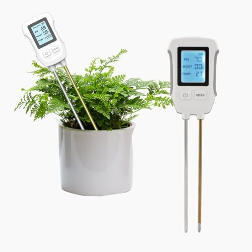 Goshyda Medidor de Humedad del Suelo, 3 en 1 Probador de Temperatura de Humedad del Suelo con Sonda Dual, Pantalla Digital, Monitor de Agua de Plantas, Sensor Higrómetro para JardinerÃa,