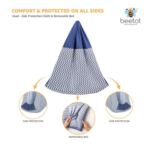 Image of Premium Swing Cradle Set | Hanging Swing Cradle, Removable 5-Layer Padded Bed & Mosquito Net | Up to 15 kg | Navy Stripes