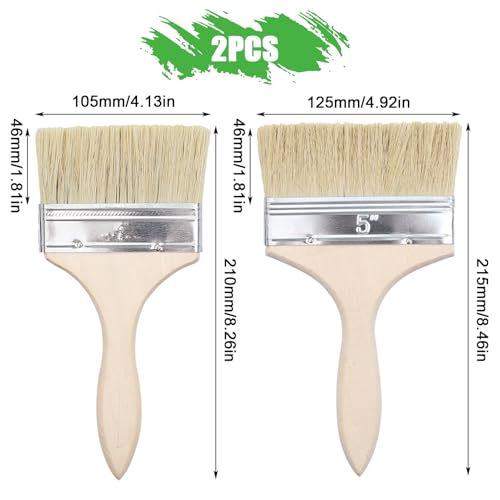 2 Stück 10.5cm*21cm/12.5cm*21.5cm Pinsel,lasurpinsel,malerpinsel,flachpinsel,lackpinsel,lasurpinsel Holz außen,Flachpinsel mit Holzstiel,Pinselset,für Malen,Farben,Lasurpinsel Holz außen