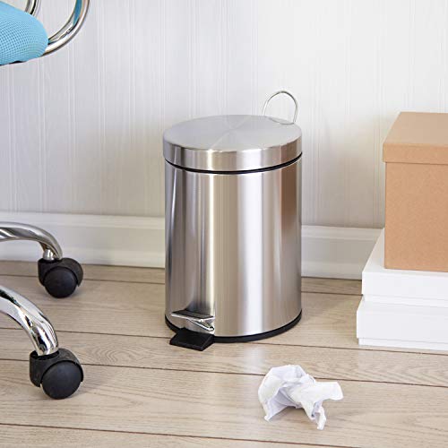 Honey-Can-Do Mini Stainless Steel Trash Can With Lid And Foot Pedal Trs-01449 Silver #TOP1