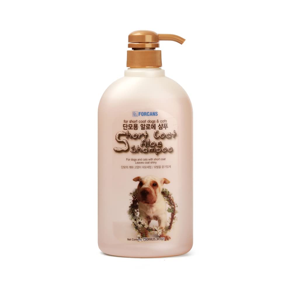 Forbis/Forcans Natural Short Coat Aloe-Shampoo for All Short Coat Dogs Cats and Pets-750ml- Helps Prevents Hair Tangle and Leaves Coat Soft and Shiny